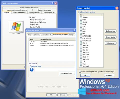 Screenshot HashTab untuk Windows 8