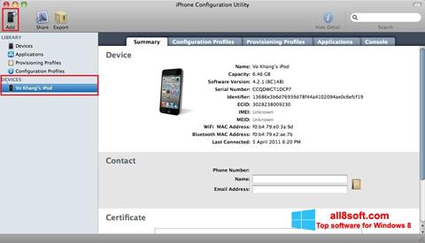 Screenshot iPhone Configuration Utility untuk Windows 8