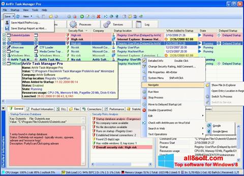Screenshot AnVir Task Manager untuk Windows 8