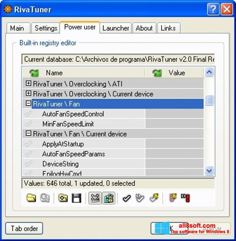 Screenshot RivaTuner untuk Windows 8