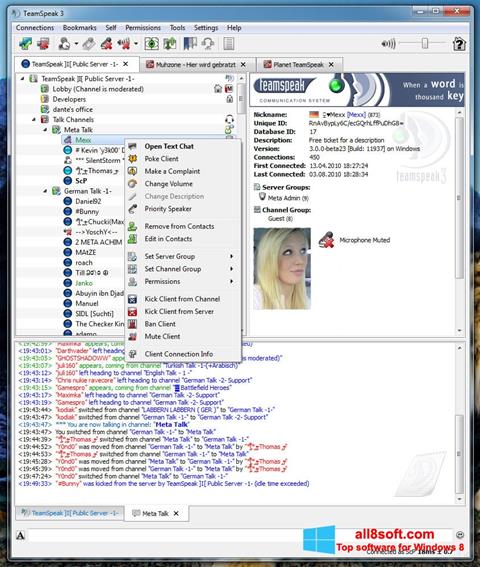 Screenshot TeamSpeak untuk Windows 8