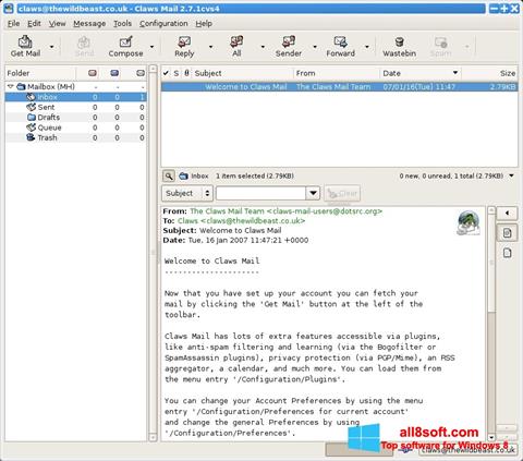 Screenshot Claws Mail untuk Windows 8