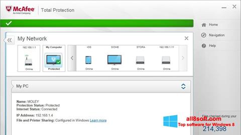 Screenshot McAfee Total Protection untuk Windows 8