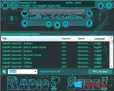Screenshot RadioSure untuk Windows 8
