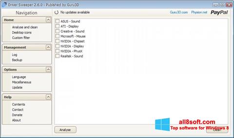 Screenshot Driver Sweeper untuk Windows 8
