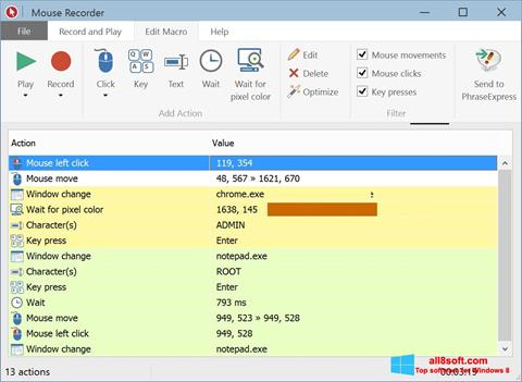 Screenshot Mouse Recorder untuk Windows 8