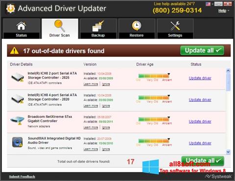 Screenshot Advanced Driver Updater untuk Windows 8