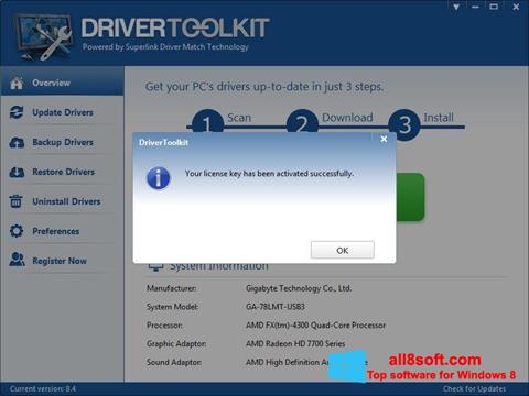 Screenshot Driver Toolkit untuk Windows 8
