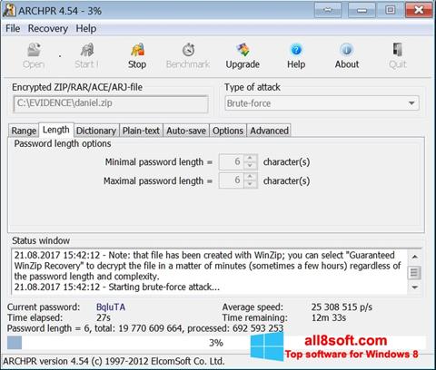 Screenshot Advanced Archive Password Recovery untuk Windows 8