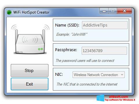 Screenshot Wi-Fi HotSpot Creator untuk Windows 8