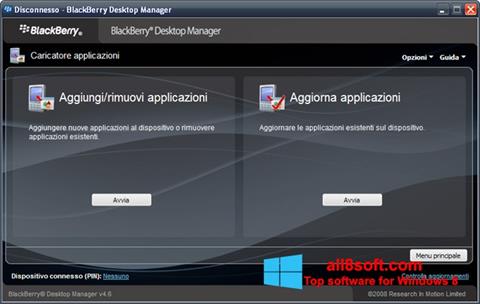 Screenshot BlackBerry Desktop Manager untuk Windows 8