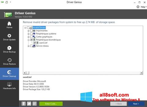 Screenshot Driver Genius untuk Windows 8