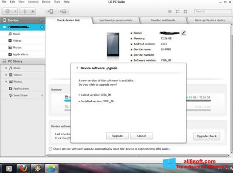 Screenshot LG PC Suite untuk Windows 8