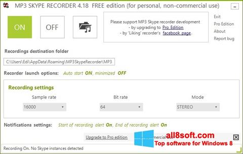 Screenshot MP3 Skype Recorder untuk Windows 8