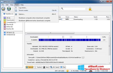 Screenshot qBittorrent untuk Windows 8