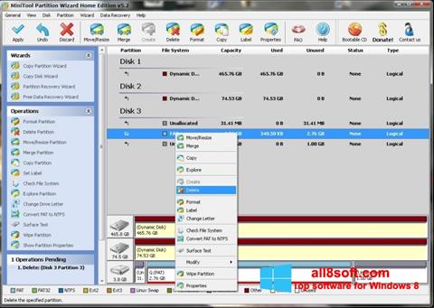 Screenshot MiniTool Partition Wizard untuk Windows 8