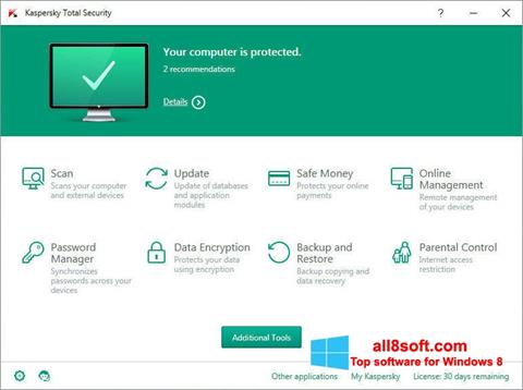 Screenshot Kaspersky Total Security untuk Windows 8