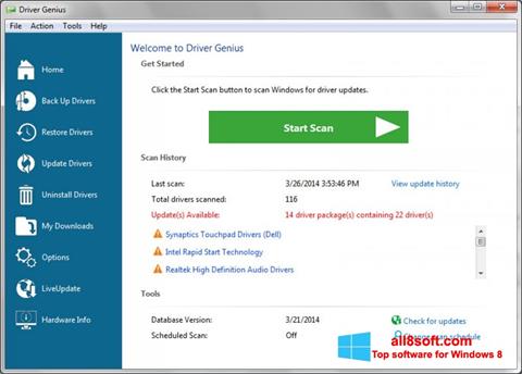 Screenshot Driver Genius Professional untuk Windows 8