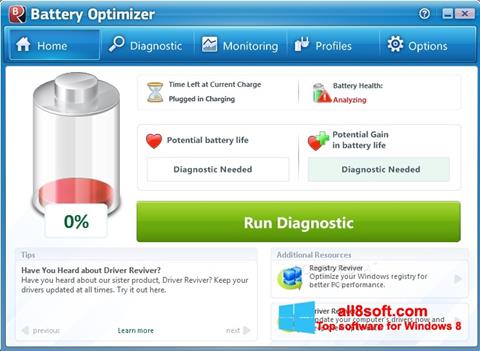 Screenshot Battery Optimizer untuk Windows 8