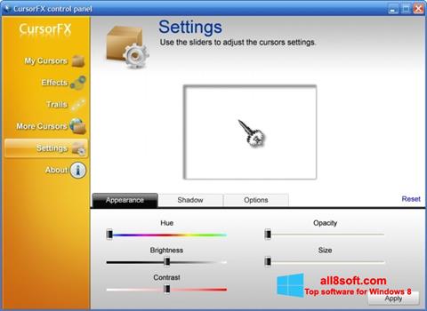 Screenshot CursorFX untuk Windows 8