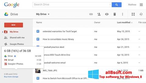 Screenshot Google Drive untuk Windows 8