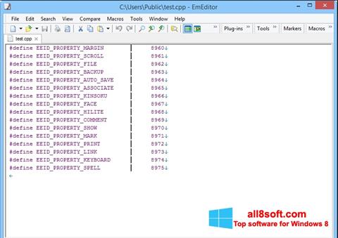 Screenshot EmEditor untuk Windows 8