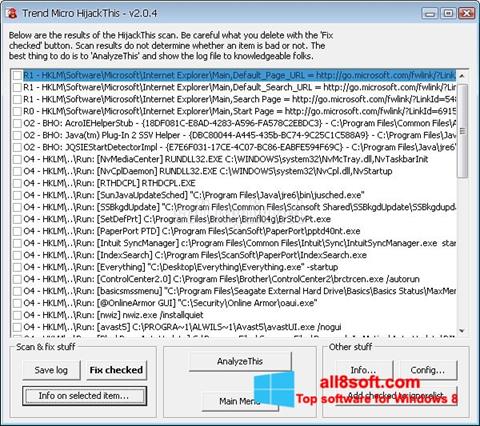 Screenshot HijackThis untuk Windows 8