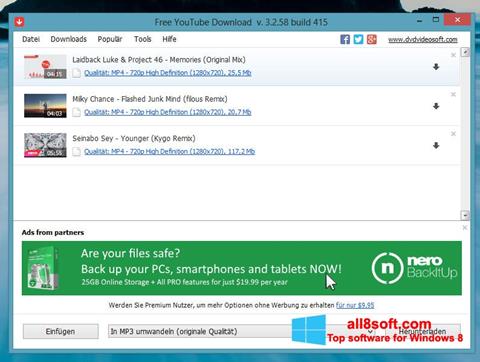 Screenshot Free YouTube Download untuk Windows 8