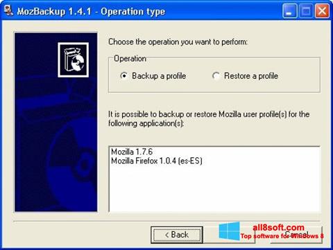 Screenshot MozBackup untuk Windows 8