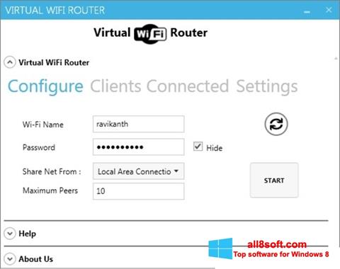 Screenshot Virtual WiFi Router untuk Windows 8