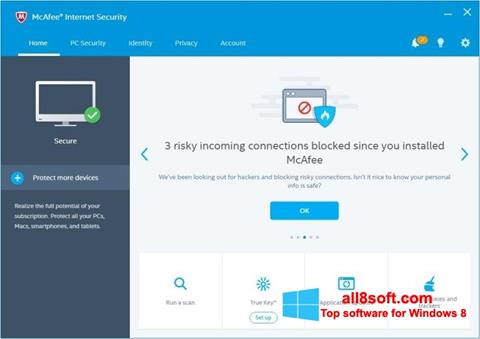 Screenshot McAfee Internet Security untuk Windows 8