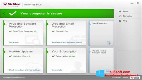 Screenshot McAfee AntiVirus Plus untuk Windows 8
