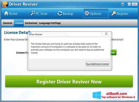 Screenshot Driver Reviver untuk Windows 8