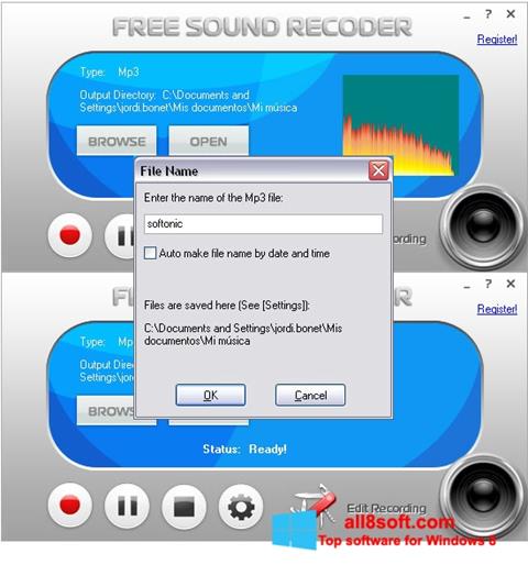Screenshot Free Sound Recorder untuk Windows 8