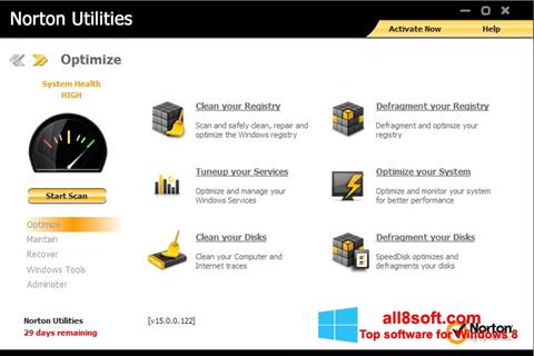 Screenshot Norton Utilities untuk Windows 8