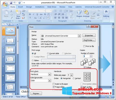 Screenshot Microsoft PowerPoint untuk Windows 8