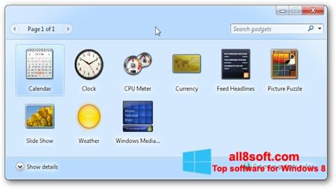 Screenshot 8GadgetPack untuk Windows 8