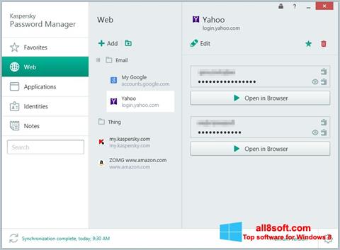 Screenshot Kaspersky Password Manager untuk Windows 8