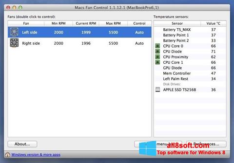 Screenshot Macs Fan Control untuk Windows 8