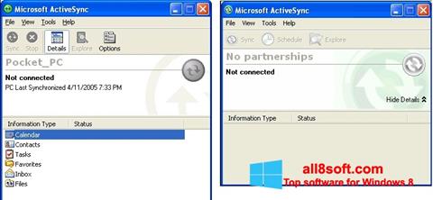 Screenshot Microsoft ActiveSync untuk Windows 8