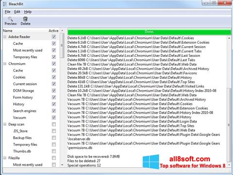 Screenshot BleachBit untuk Windows 8