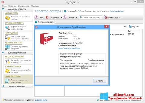 Screenshot Reg Organizer untuk Windows 8