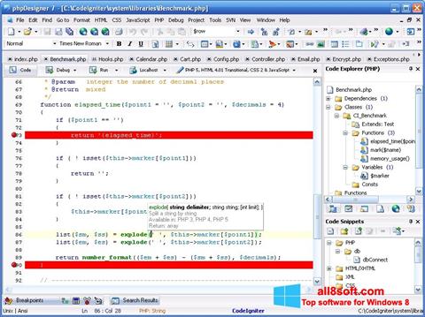 Screenshot phpDesigner untuk Windows 8