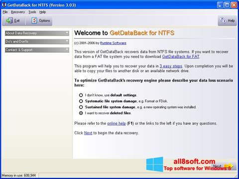 Screenshot GetDataBack untuk Windows 8
