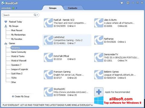 Screenshot RaidCall untuk Windows 8
