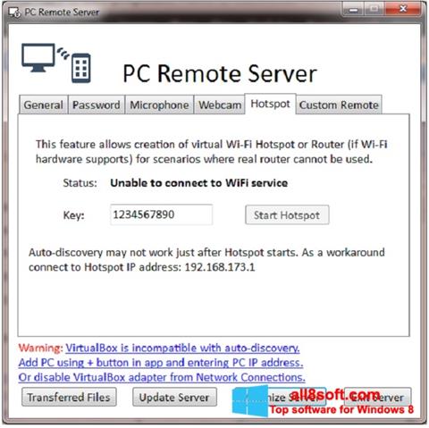 Screenshot PC Remote Server untuk Windows 8