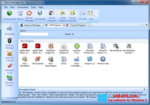 Screenshot Revo Uninstaller untuk Windows 8