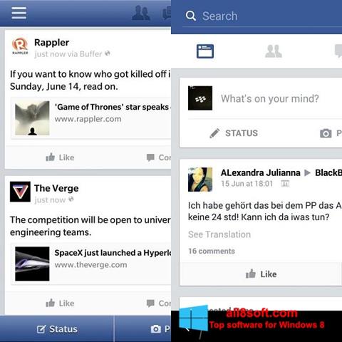 Screenshot Facebook untuk Windows 8