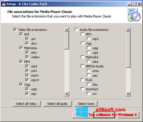 Screenshot K-Lite Codec Pack untuk Windows 8