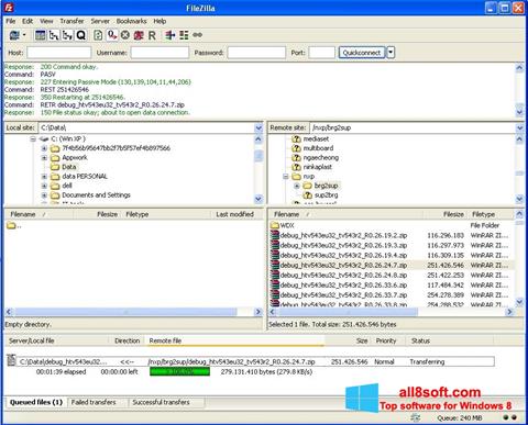 Screenshot FileZilla Server untuk Windows 8